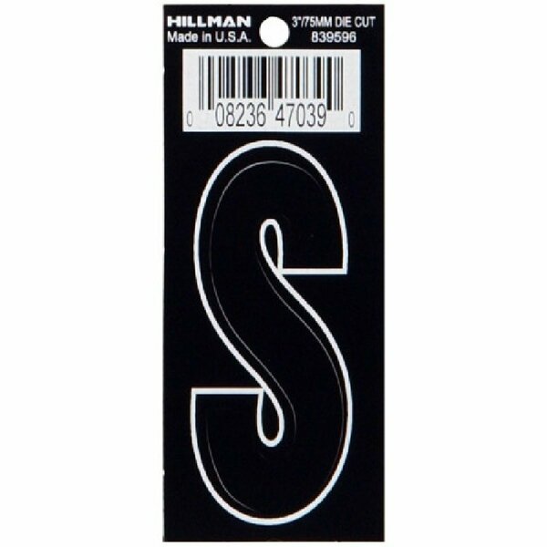 Hillman Letter, Character: S, 3 in H Character, Black Character, Vinyl 839596